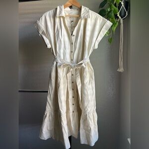 Cotton Cream Button-Down Dress